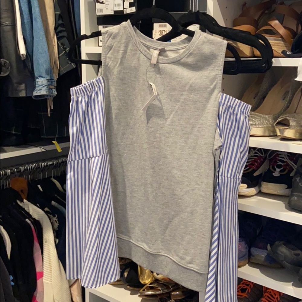 Brand new ASOS cold shoulder gray sweater size 4